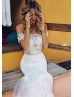 Beaded White Lace Tulle Chic Wedding Dress